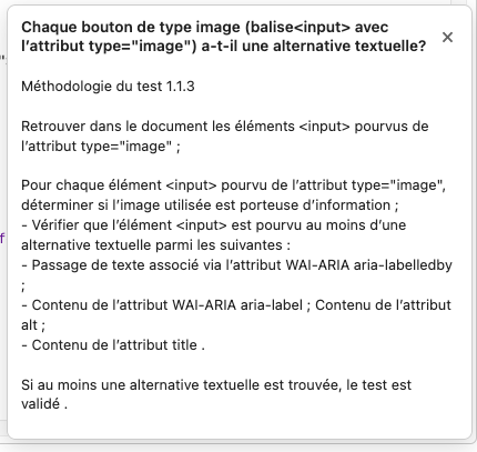 Illustration sur une fenêtre d’information d’un test